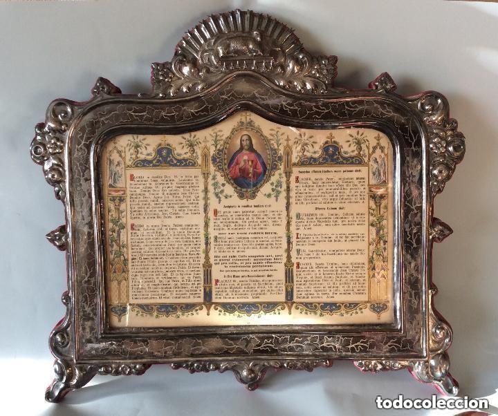 Antiques: SACRA EN PLATA CATALANA SIGLO XIX ,CON CONTRASTE Y PUNZONES De BARCELONA -45x40 CM
