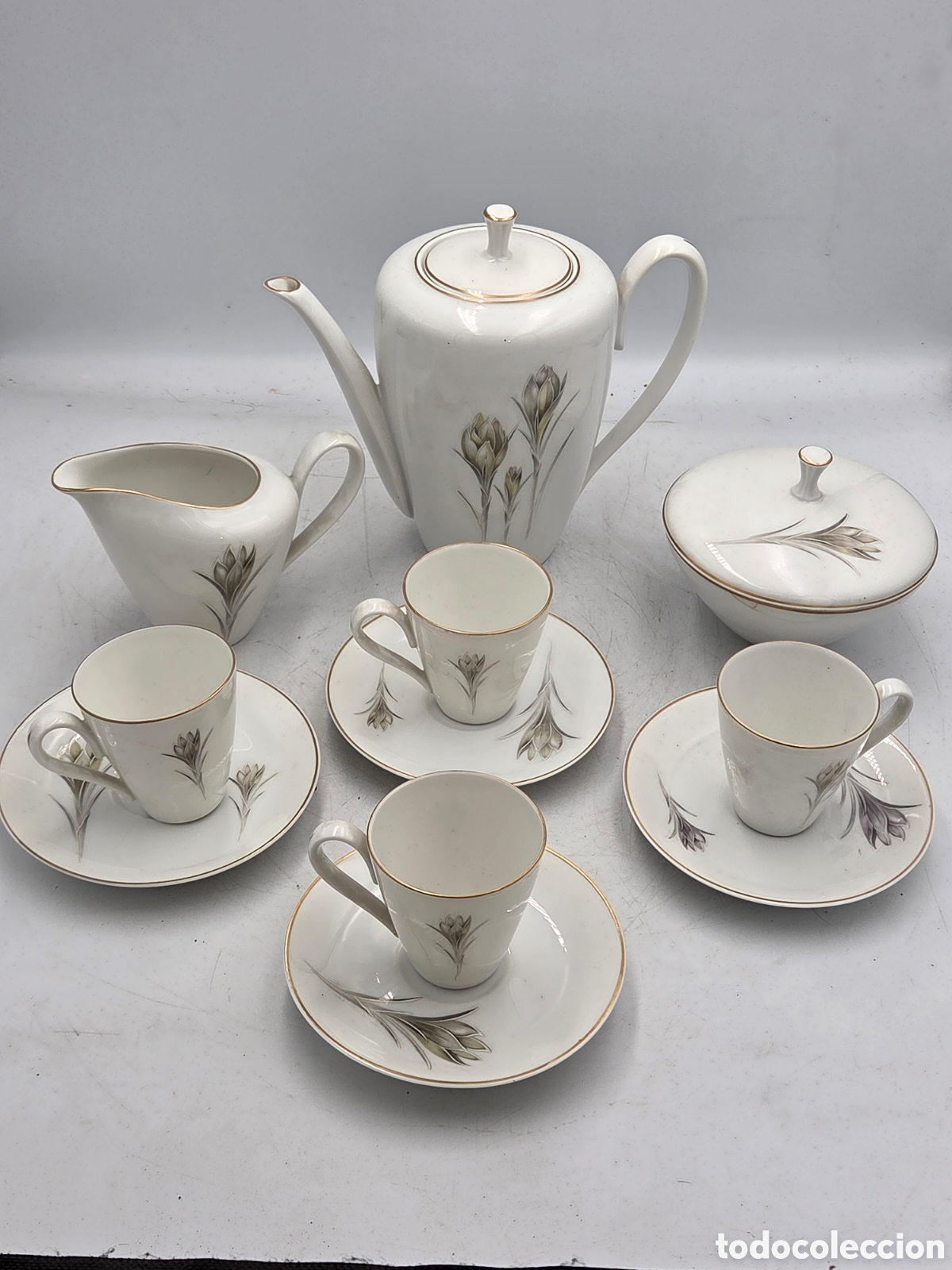 Antiquit&eacute;s: JUEGO DE CAF&Eacute; DE PORCELANA BIDASOA 4 Tazas