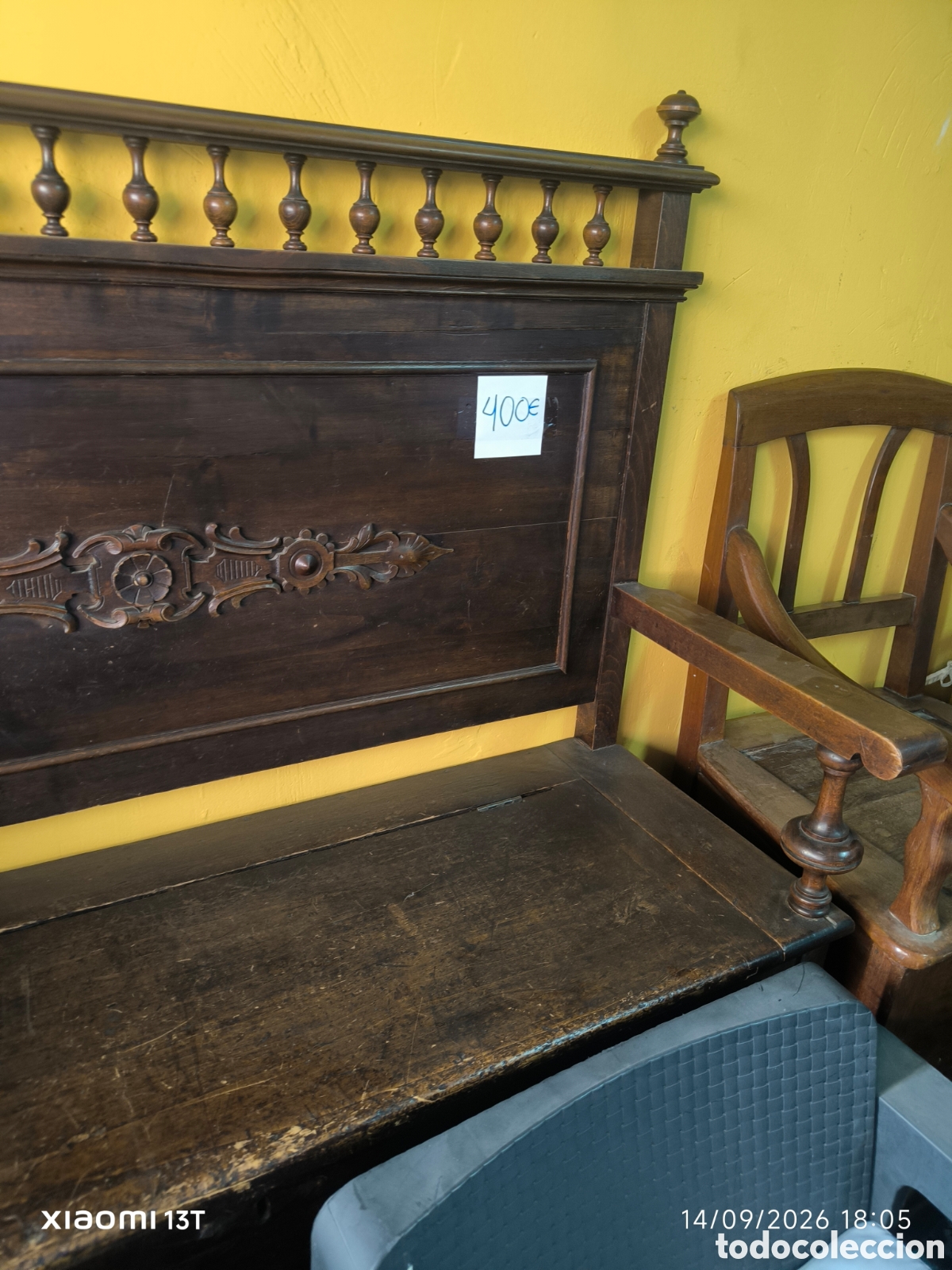 Antig&uuml;edades: Banco con ba&uacute;l antiguo - Foto 3