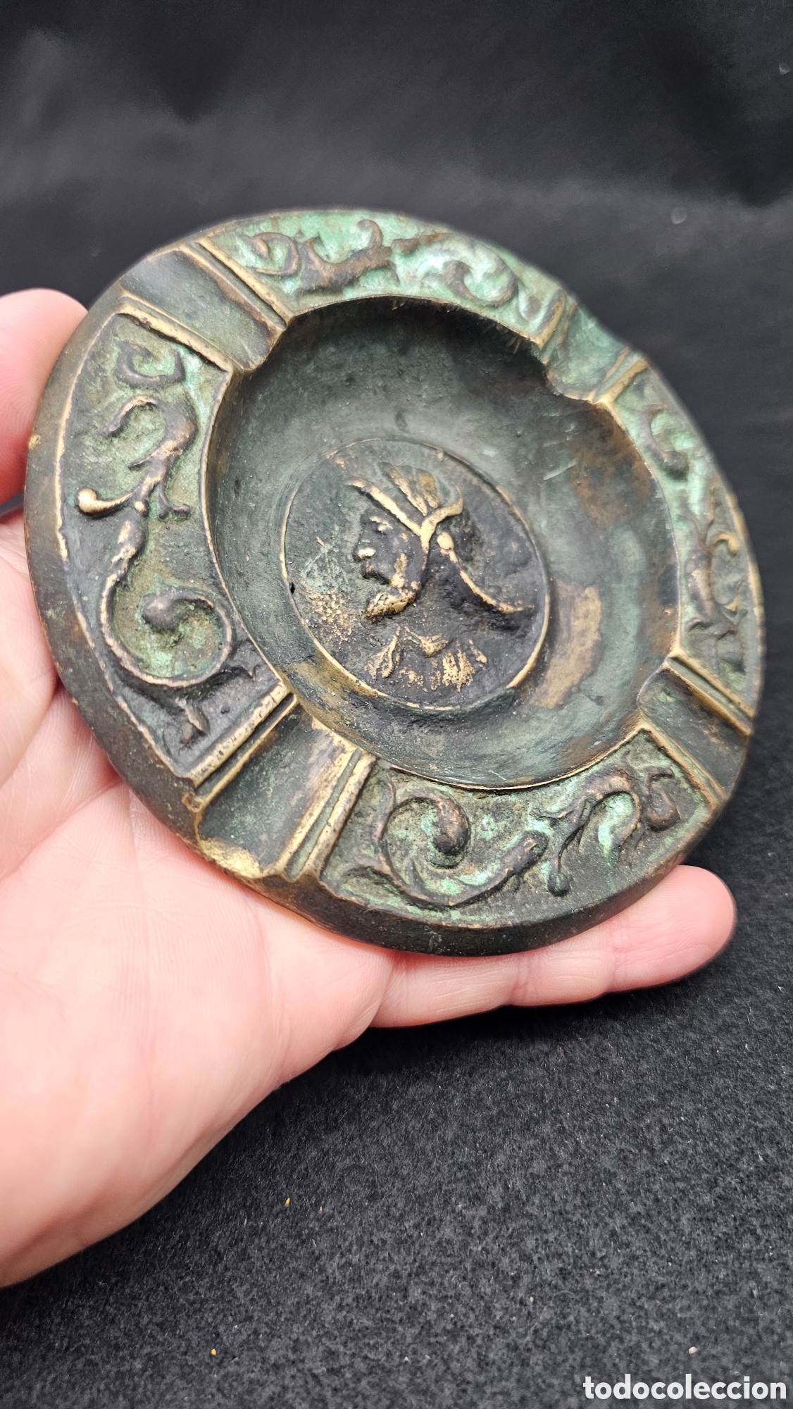 Antig&uuml;edades: Antiguo cenicero de bronce fundido estilo brutalista - Foto 2