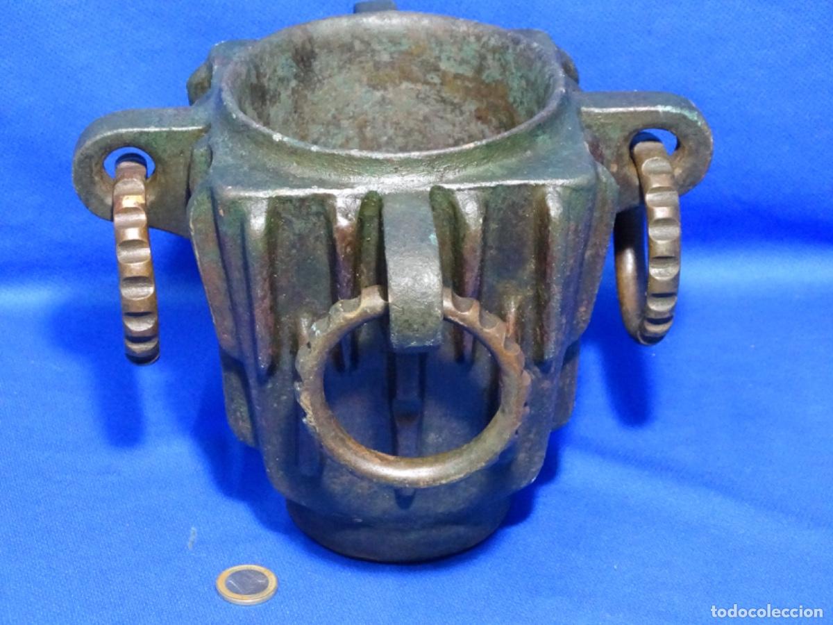 Antiques: GRAN MORTERO BRONCE DE CONVENTO O FARMACIA SOBRE SIGLO XVII. CUATRO ASAS.DE COLECCIONISTA. 12.5 KG.