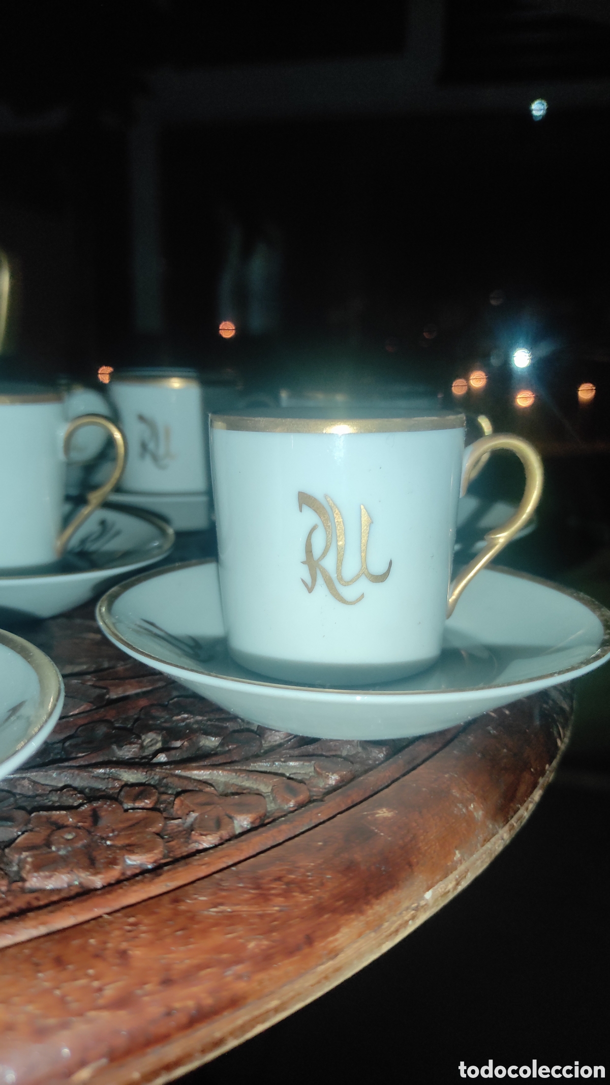 Antig&uuml;edades: Juego de cafe , con ribete de oro mate - Foto 4