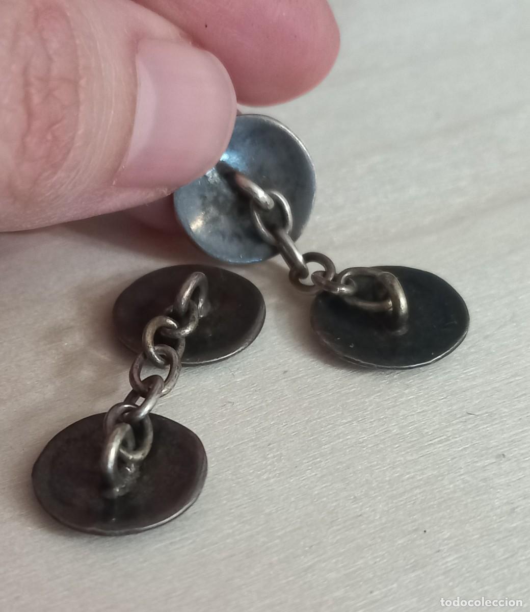 Antig&uuml;edades: GEMELOS POSIBLE PLATA Y ESMALTE - Foto 5
