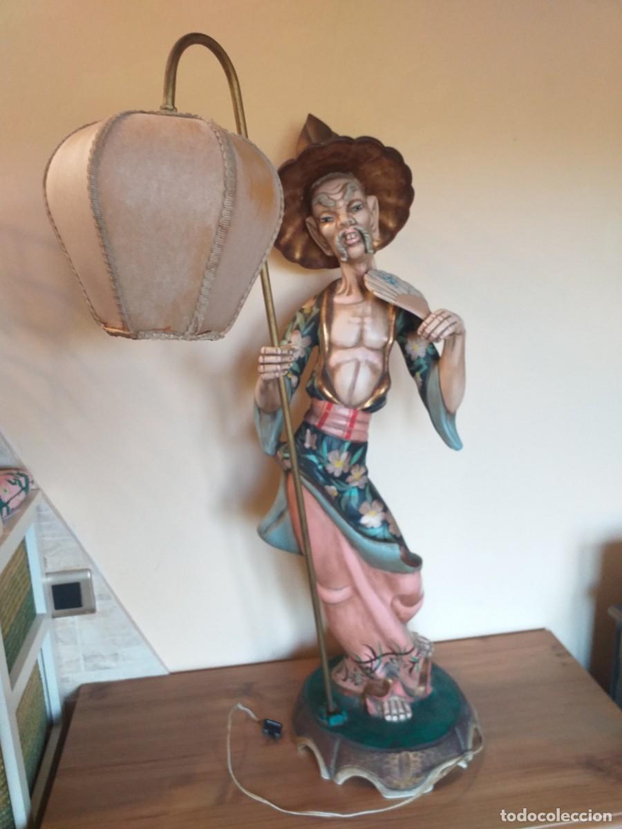 Antig&uuml;edades: ESPECTACULAR LAMPARA de 95cm MOTIVO ORIENTAL FRANJU N&ordm;494