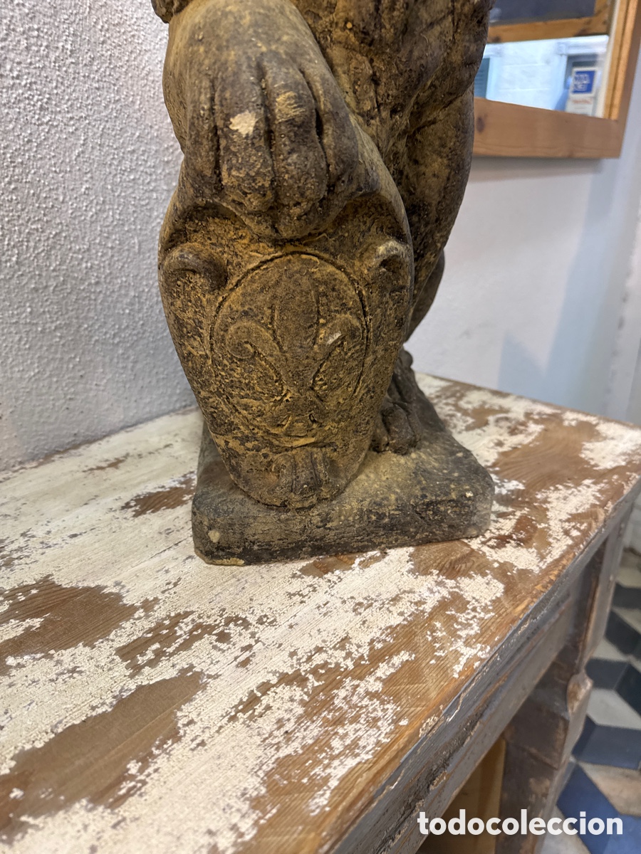 Antig&uuml;edades: Pareja de leones en piedra artificial - Foto 5
