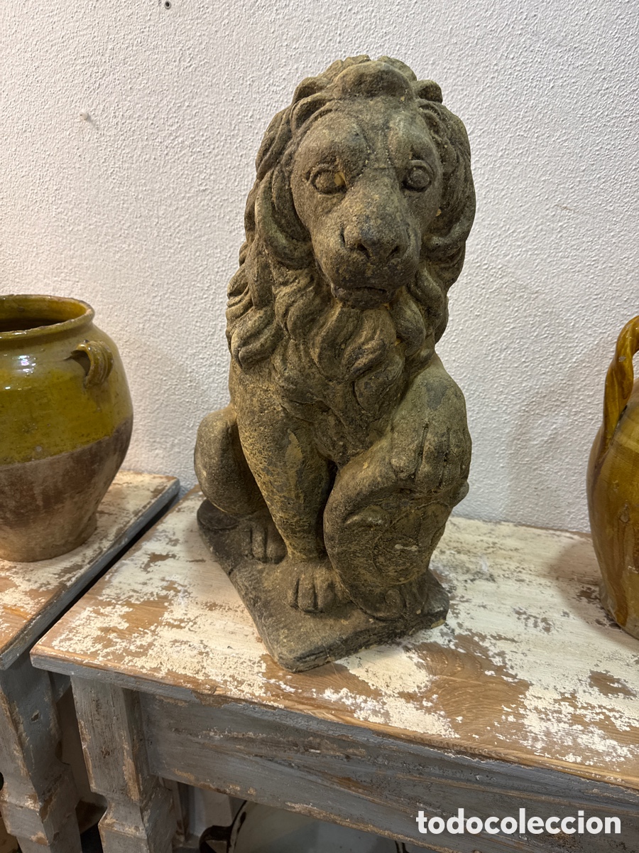 Oggetti Antichi: Pareja de leones en piedra artificial
