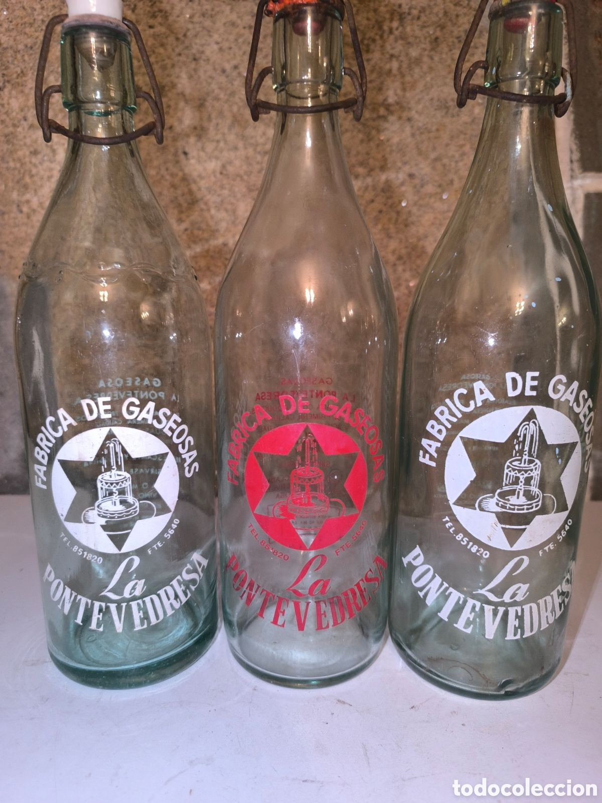 Antig&uuml;edades: Lote botellas antiguas de gaseosa
