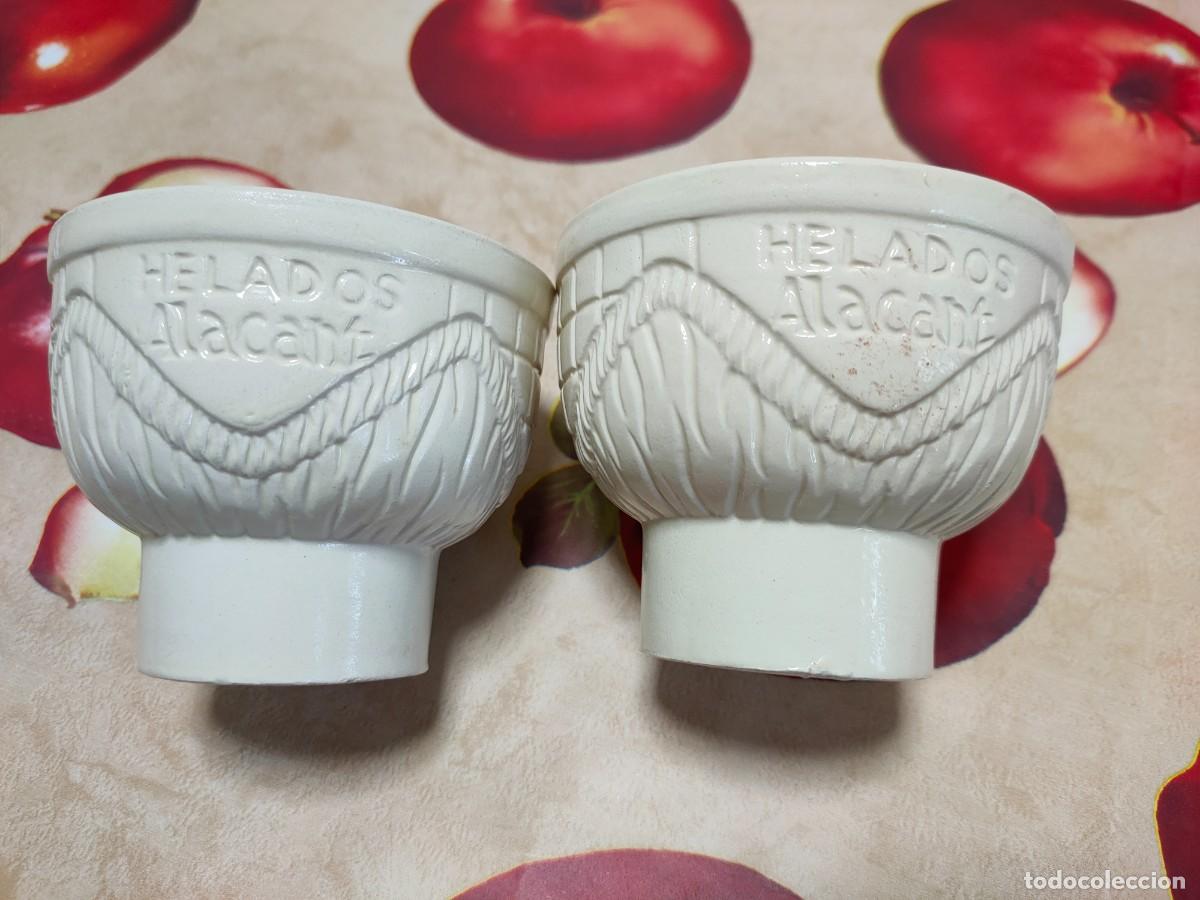 Antig&uuml;edades: Set 2 Copas Helados Alacant Cer&aacute;mica Blancas