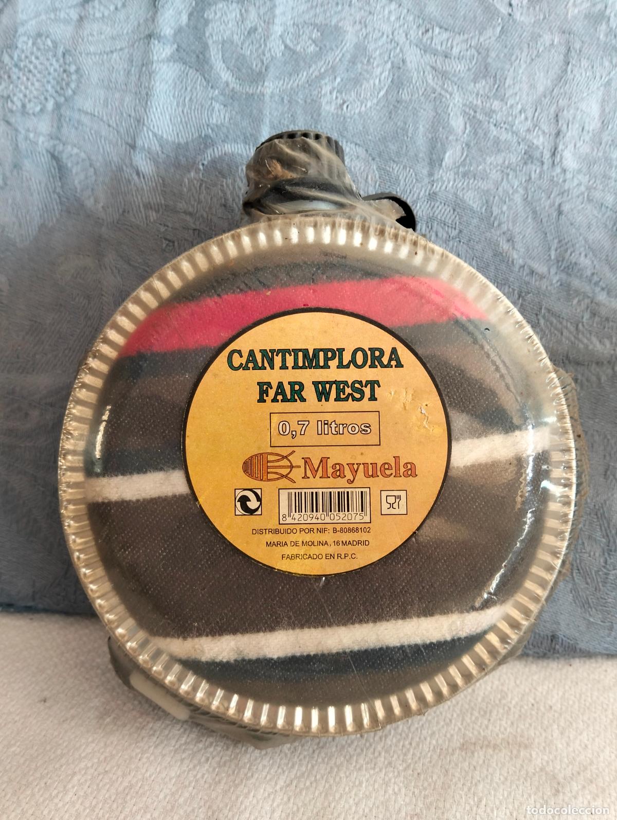 Antig&uuml;edades: Cantimplora antigua Far West marca Mayuela de aluminio y tela protectora sin estrenar a&ntilde;os 80-90