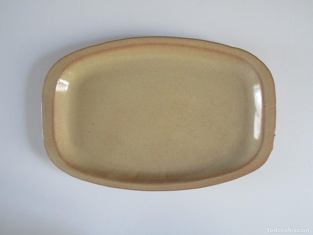 Antig&uuml;edades: BANDEJA O PLATO OBLONGO DE GRES (STONEWARE VIDRIADO) 34.5 X 23 CM - A&Ntilde;OS 60 / 70