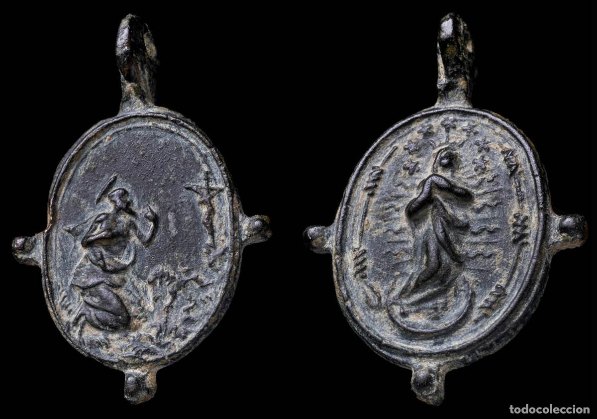 Antig&uuml;edades: Medal XVI-XVII centuries S. Francisco Asis / V. Inmaculada - 24 X 17 mm