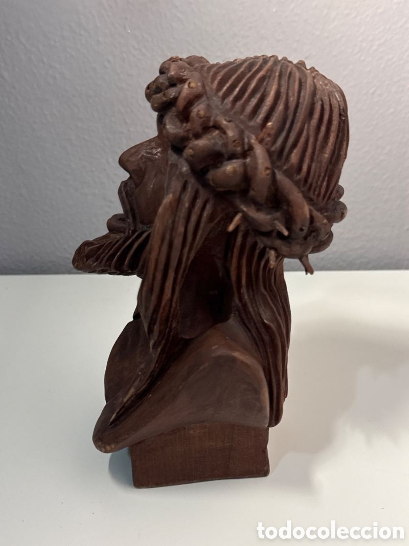 Antig&uuml;edades: Busto de Cristo de Madera Maciza Antiguo - Foto 2