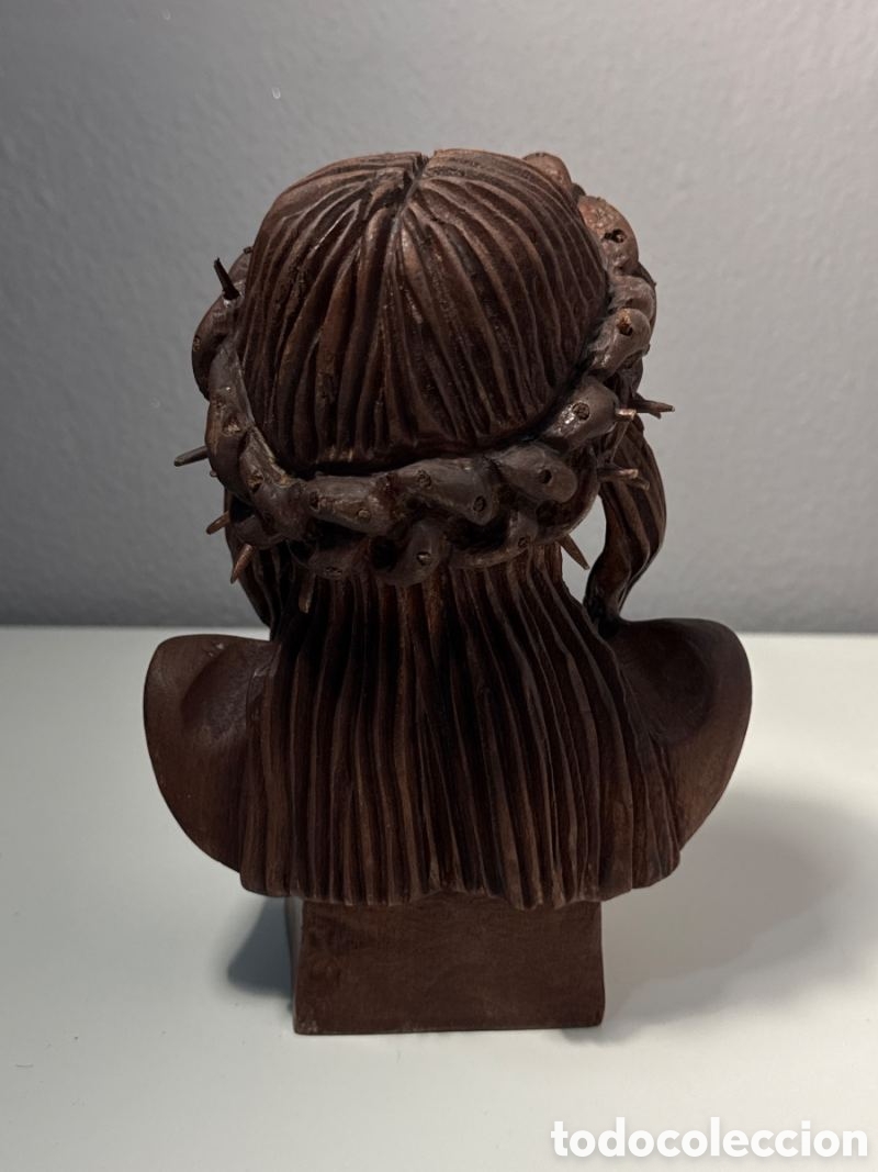 Antig&uuml;edades: Busto de Cristo de Madera Maciza Antiguo - Foto 3
