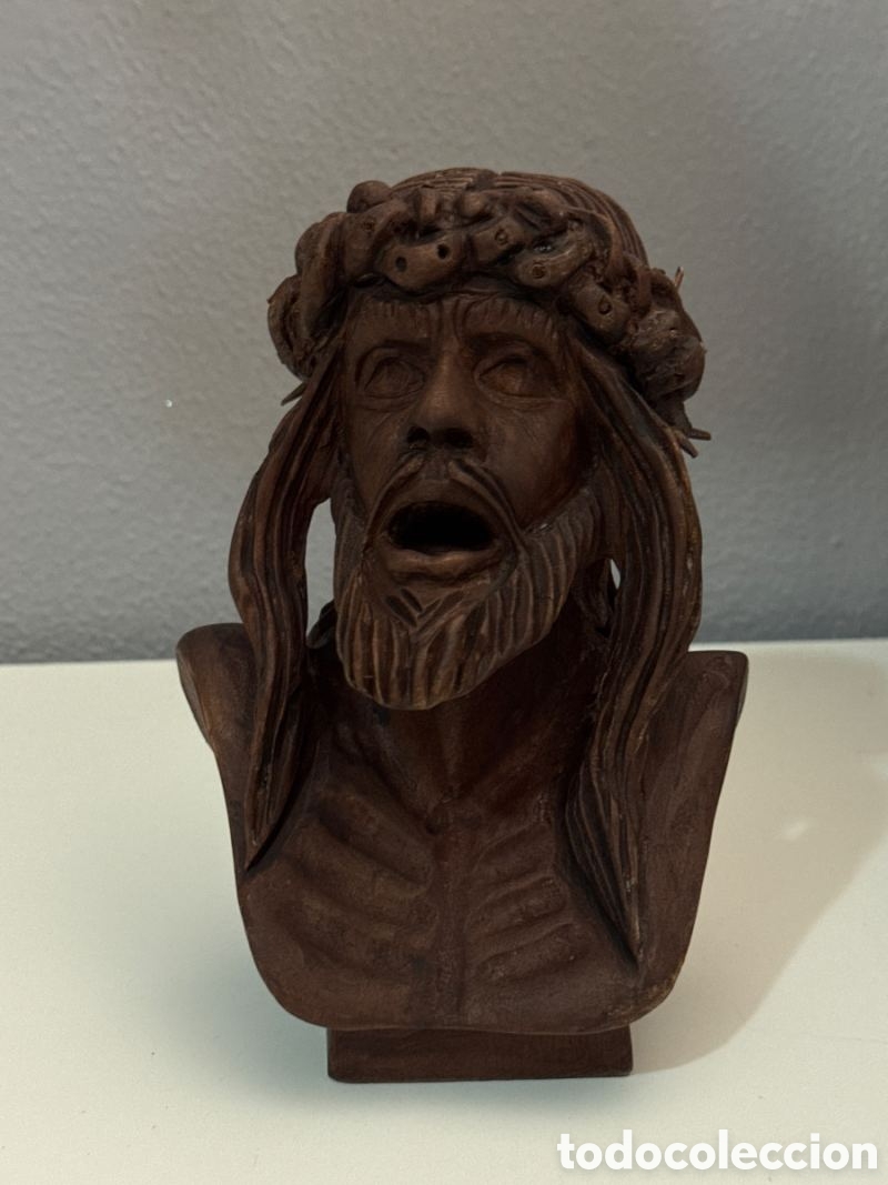 Antig&uuml;edades: Busto de Cristo de Madera Maciza Antiguo