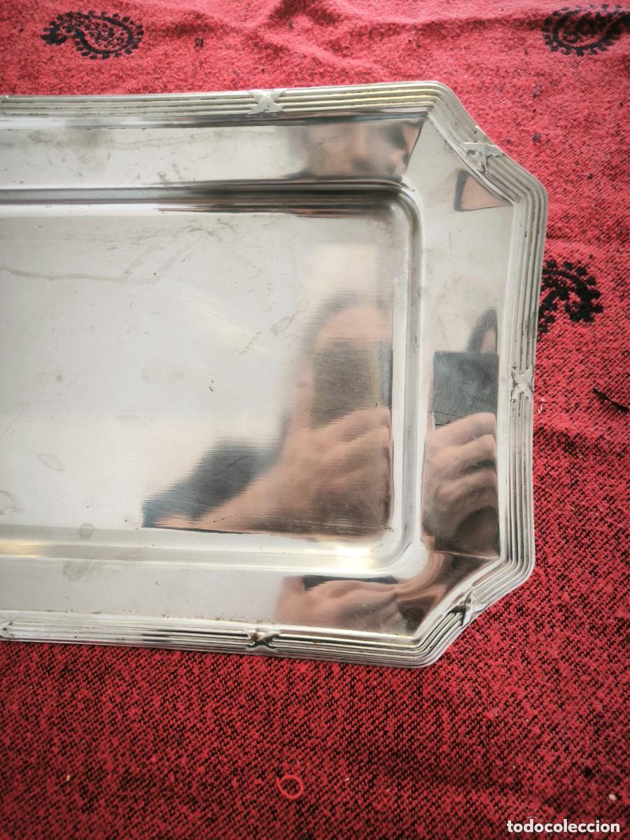 Antig&uuml;edades: Antigua Bandeja Rectangular Plateada De Servir Estilo Art D&eacute;co 41 Cm - Foto 4