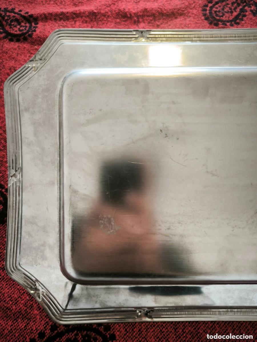 Antig&uuml;edades: Antigua Bandeja Rectangular Plateada De Servir Estilo Art D&eacute;co 41 Cm - Foto 6