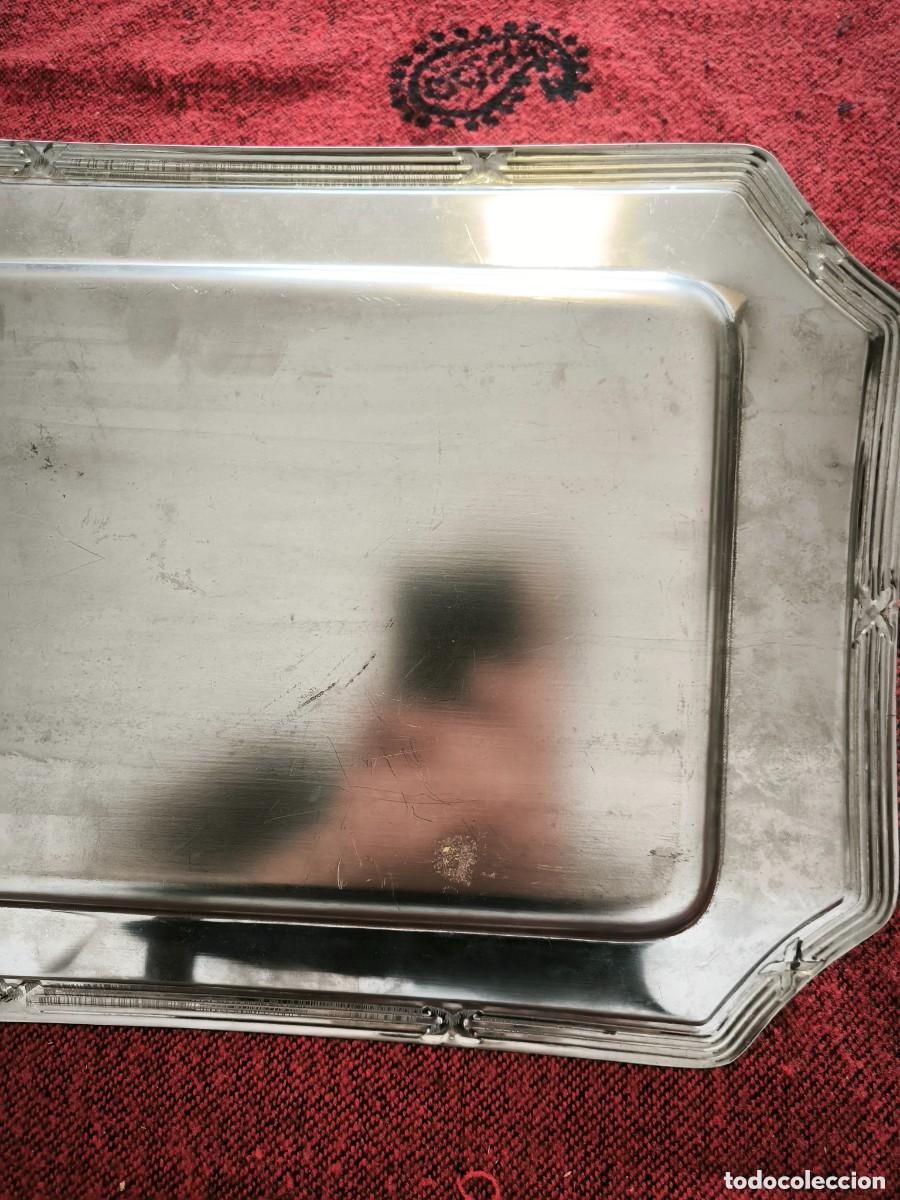 Antig&uuml;edades: Antigua Bandeja Rectangular Plateada De Servir Estilo Art D&eacute;co 41 Cm - Foto 7