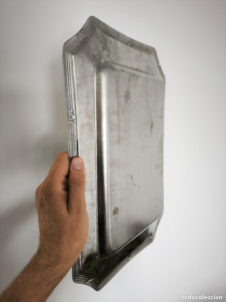 Antig&uuml;edades: Antigua Bandeja Rectangular Plateada De Servir Estilo Art D&eacute;co 41 Cm - Foto 10