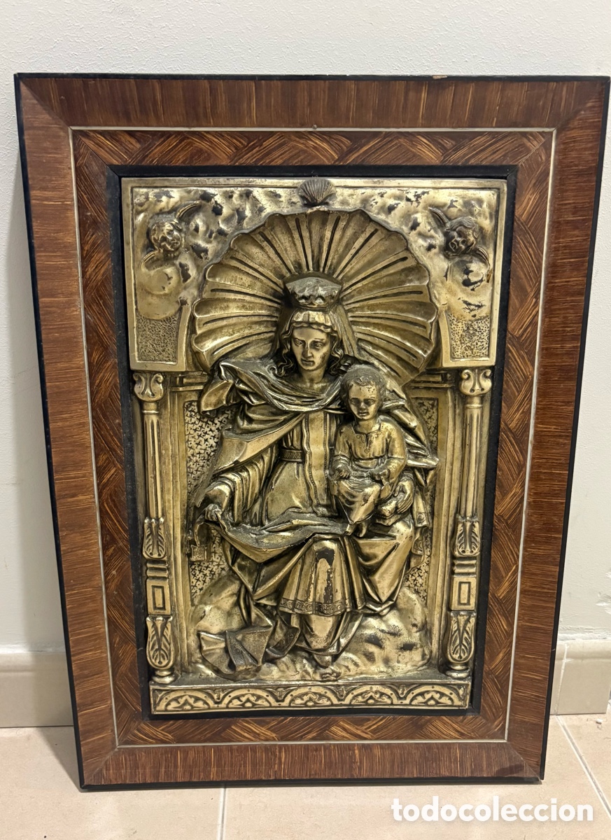 Antig&uuml;edades: ANTIGUO CUADRO RETABLO RELIGIOSO VIRGEN CON NI&Ntilde;O