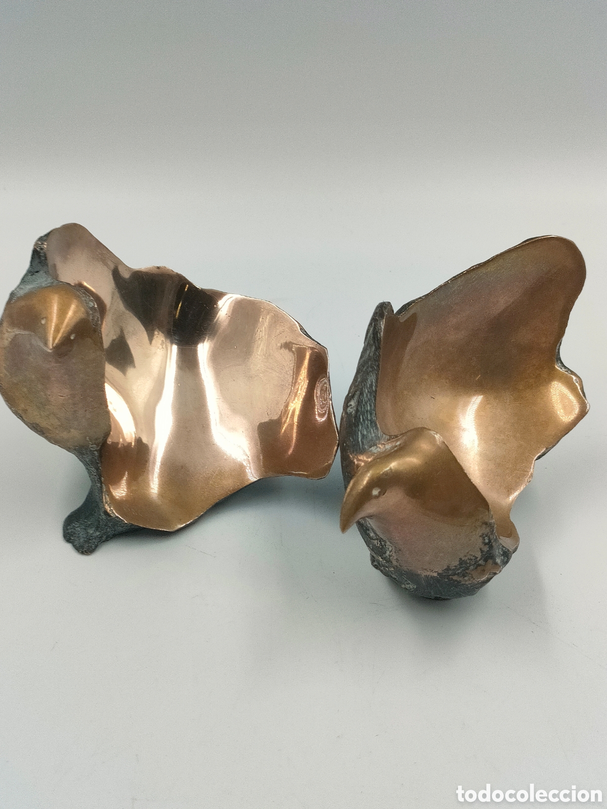 Antig&uuml;edades: Pareja Esculturas Bronce Enrique Broglia - Aves / Palomas