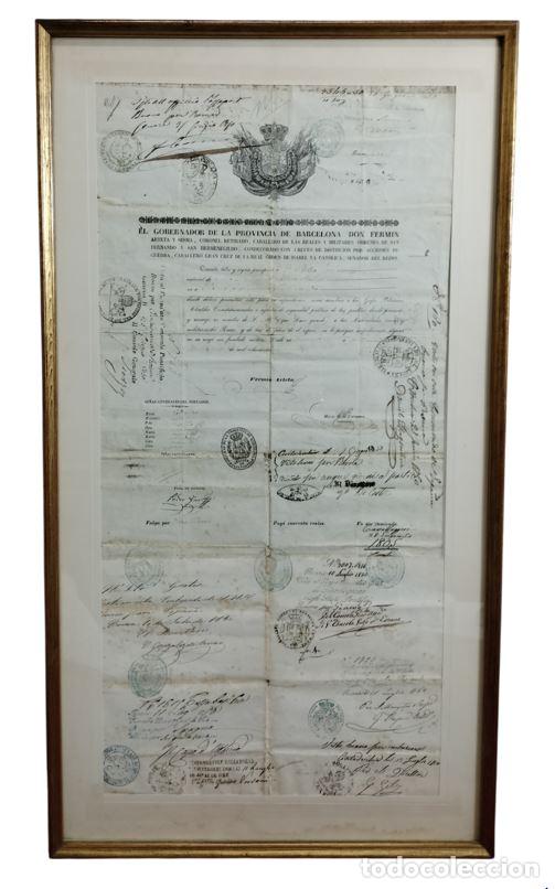 Antig&uuml;edades: PASAPORTE DE &Eacute;POCA CON SELLOS, FIRMAS Y VISADOS ITALIANOS. EXPEDIDO EN BARCELONA. PAPEL. 1850.