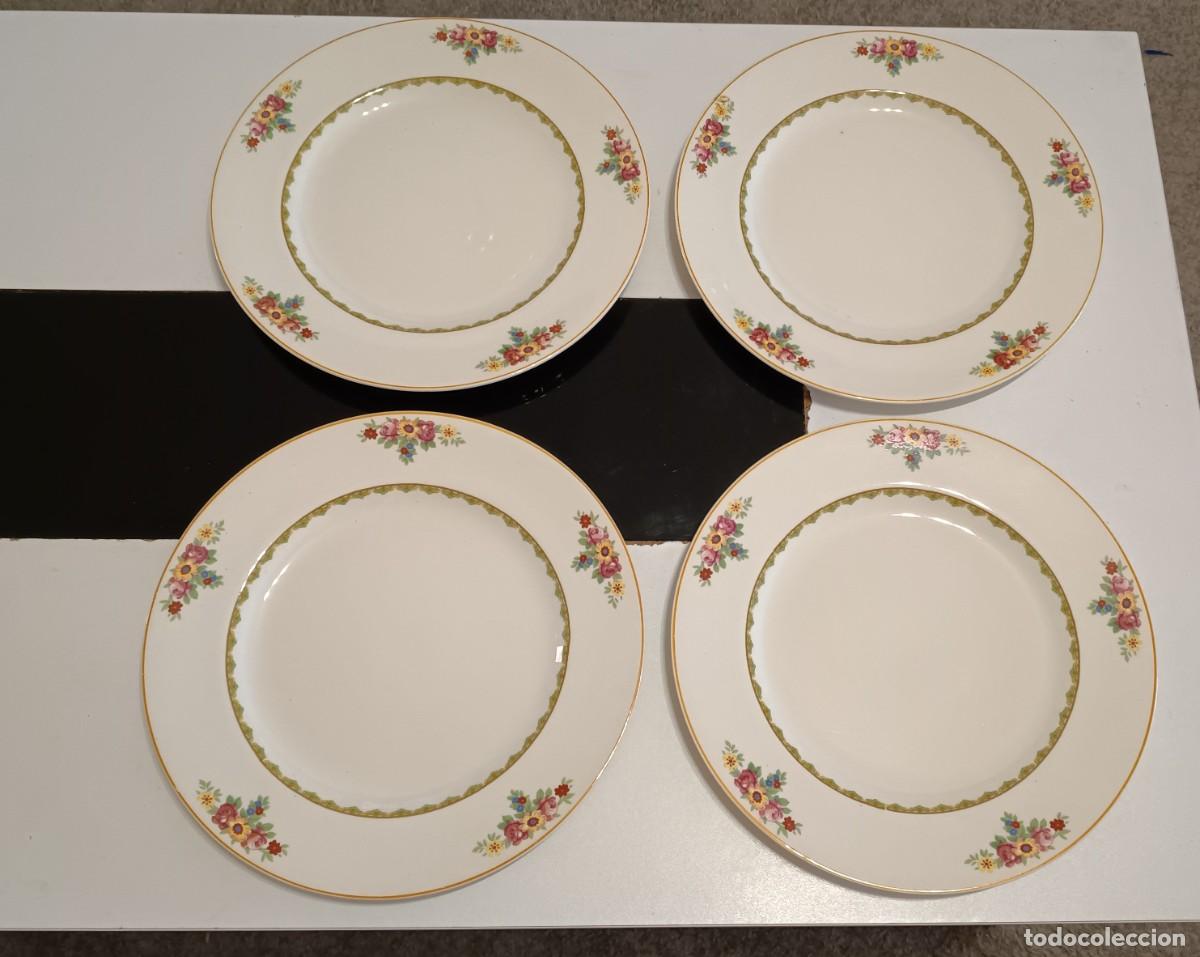 Antiques: BONITO JUEGO DE 4 PLATOS DE PORCELANA DE CENA ANTIGUOS DE 1910-1930,DE J &G MEAKIN, PATR&Oacute;N SOL