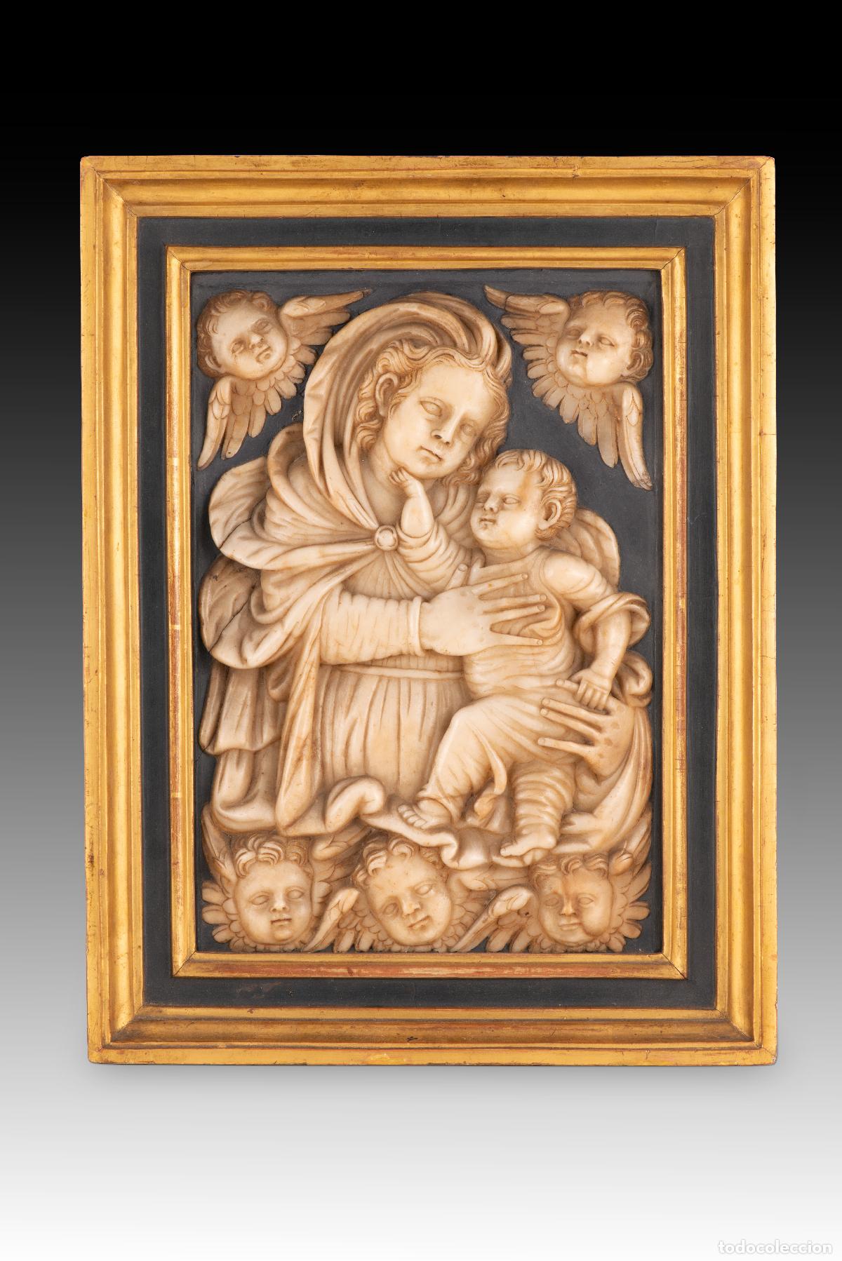 Antig&uuml;edades: Virgen con ni&ntilde;o. Alabastro tallado. Atribuido a PARDO, Gregorio (1513-1552).