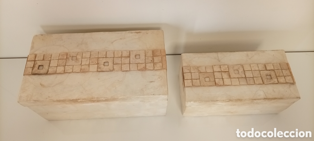 Antig&uuml;edades: .CAJAS DECORATIVAS RECTANGULAR REVESTIDAS DE NACAR - Foto 2