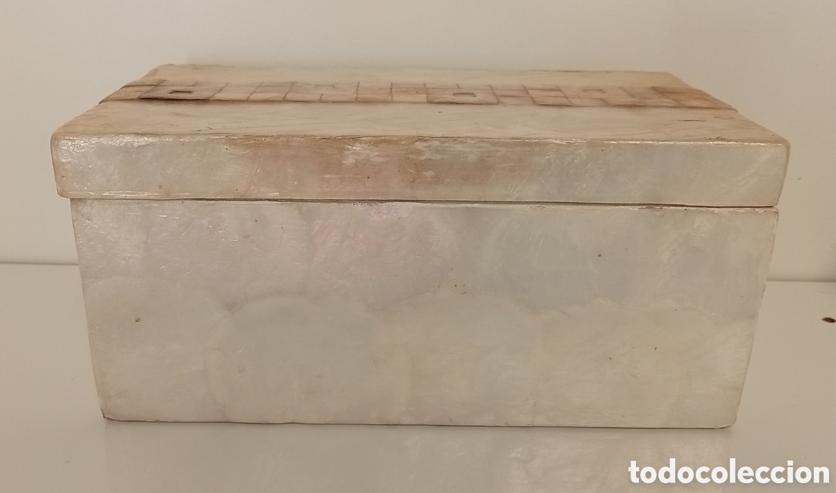 Antig&uuml;edades: .CAJAS DECORATIVAS RECTANGULAR REVESTIDAS DE NACAR - Foto 3