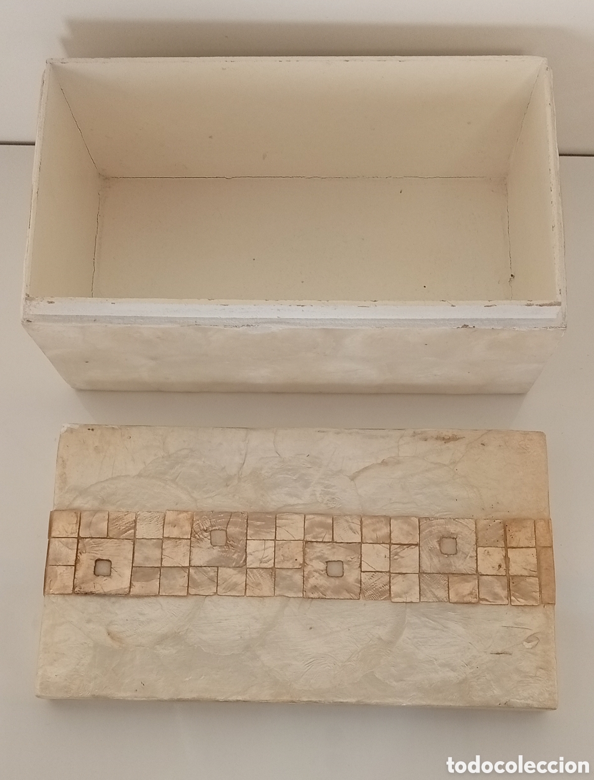Antig&uuml;edades: .CAJAS DECORATIVAS RECTANGULAR REVESTIDAS DE NACAR - Foto 7