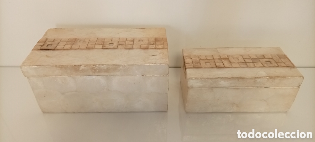 Antig&uuml;edades: CAJAS DECORATIVAS RECTANGULAR REVESTIDAS DE NACAR