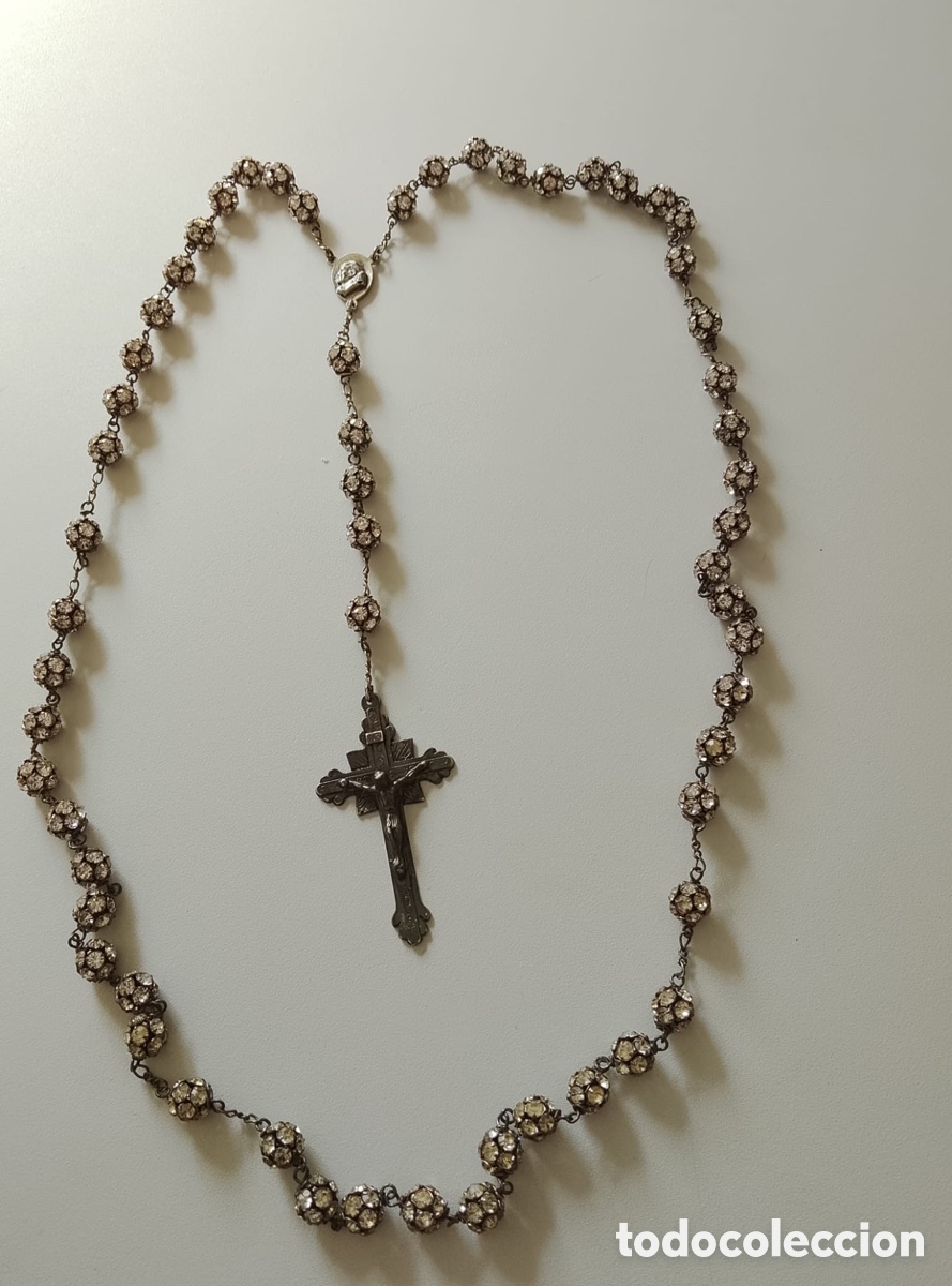 Antiguidades: Espectacular Rosario de plata y piedra Bendecido por Juan Pablo II