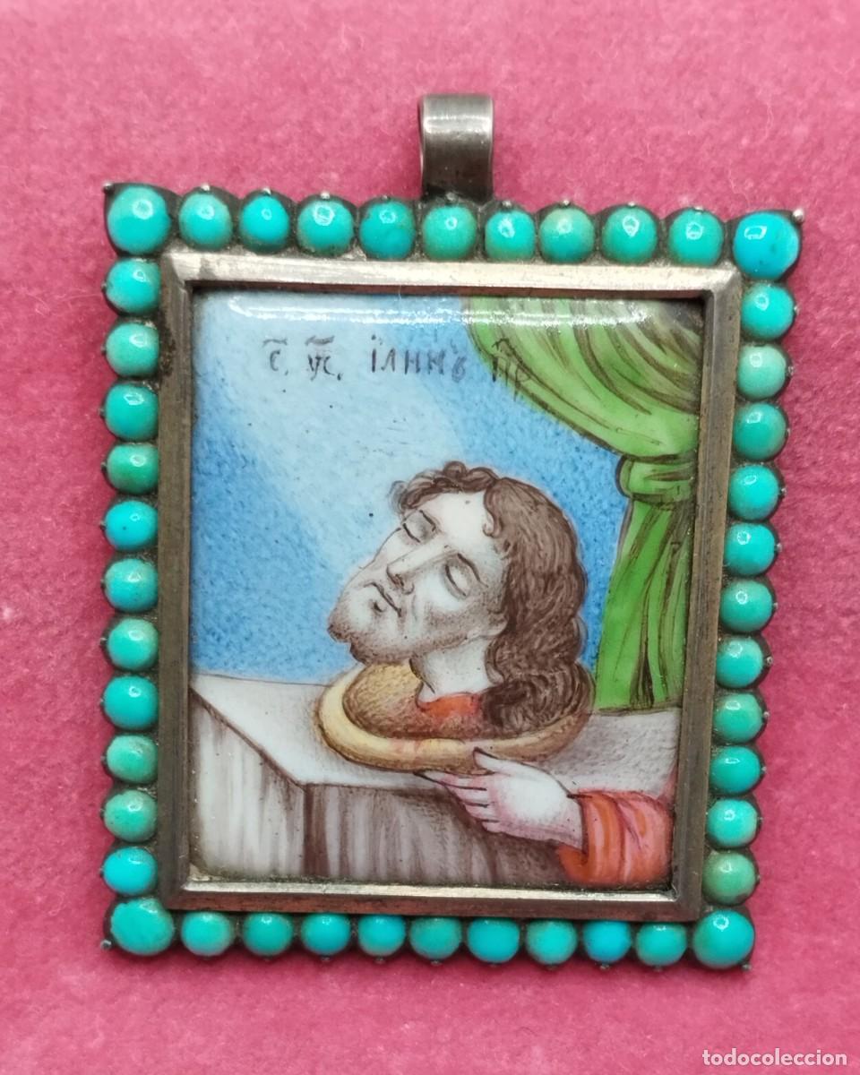Antig&uuml;edades: ANTIGUO RELICARIO/MEDALL&Oacute;N DEVOCIONAL ORTODOXO DE SAN JUAN BAUTISTA