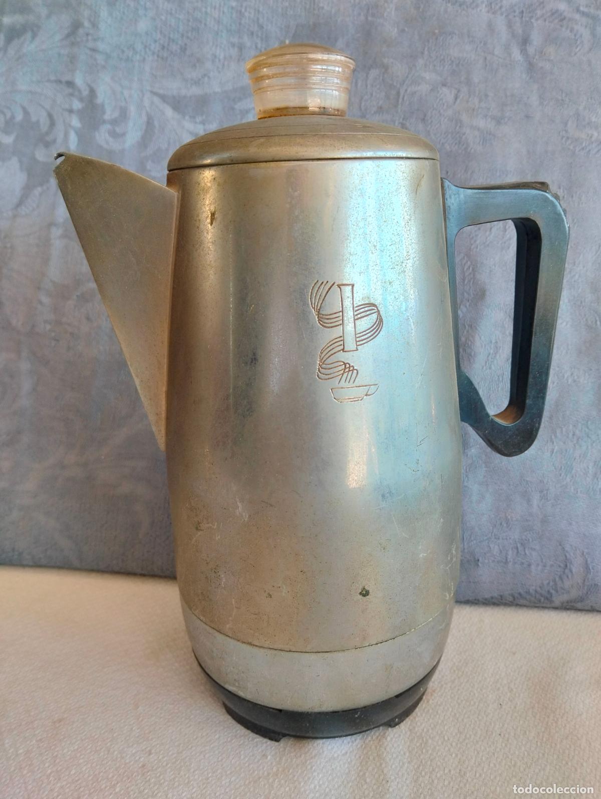 Antiguidades: Cafetera el&eacute;ctrica marca Iberland 125 watios de lat&oacute;n niquelado con asa de baquelita a&ntilde;os 60
