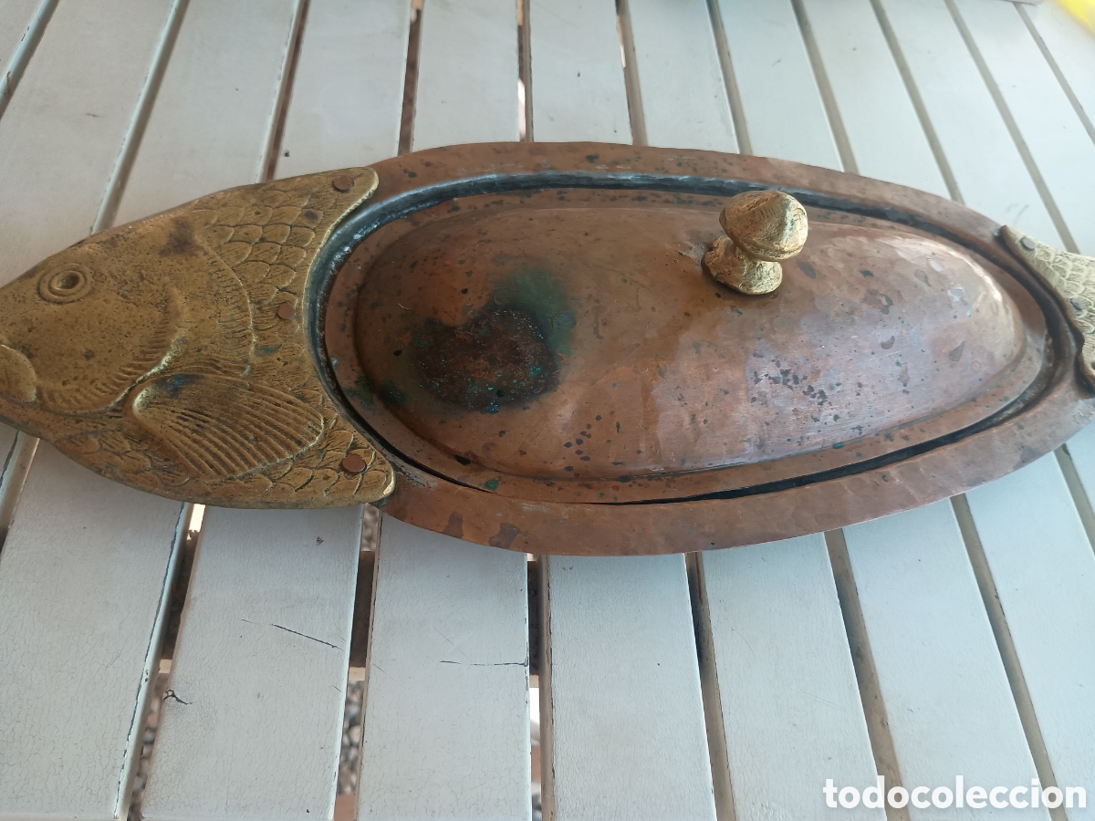 Antig&uuml;edades: Bandeja bronce y cobre pescado - Foto 5