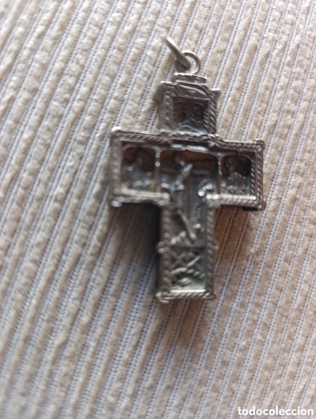 Antig&uuml;edades: CRUZ BIZANTINA DE PLATA -RETABLO AMBAS CARAS - PESA 29 GRAMOS - PLATA MACIZA