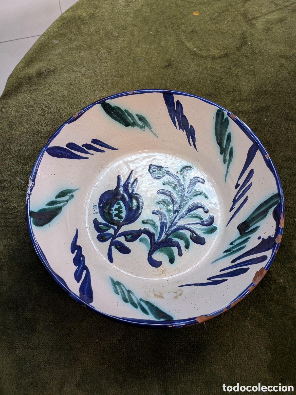Antig&uuml;edades: Cuenco o lebrillo de ceramica popular granadina.REF-5610