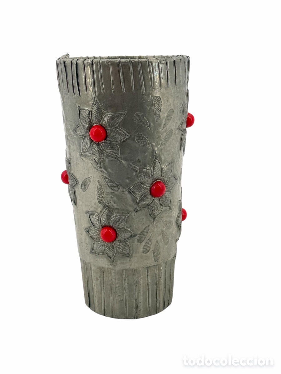 Oggetti Antichi: Vaso Plateado con Detalles de Pedrer&iacute;a
