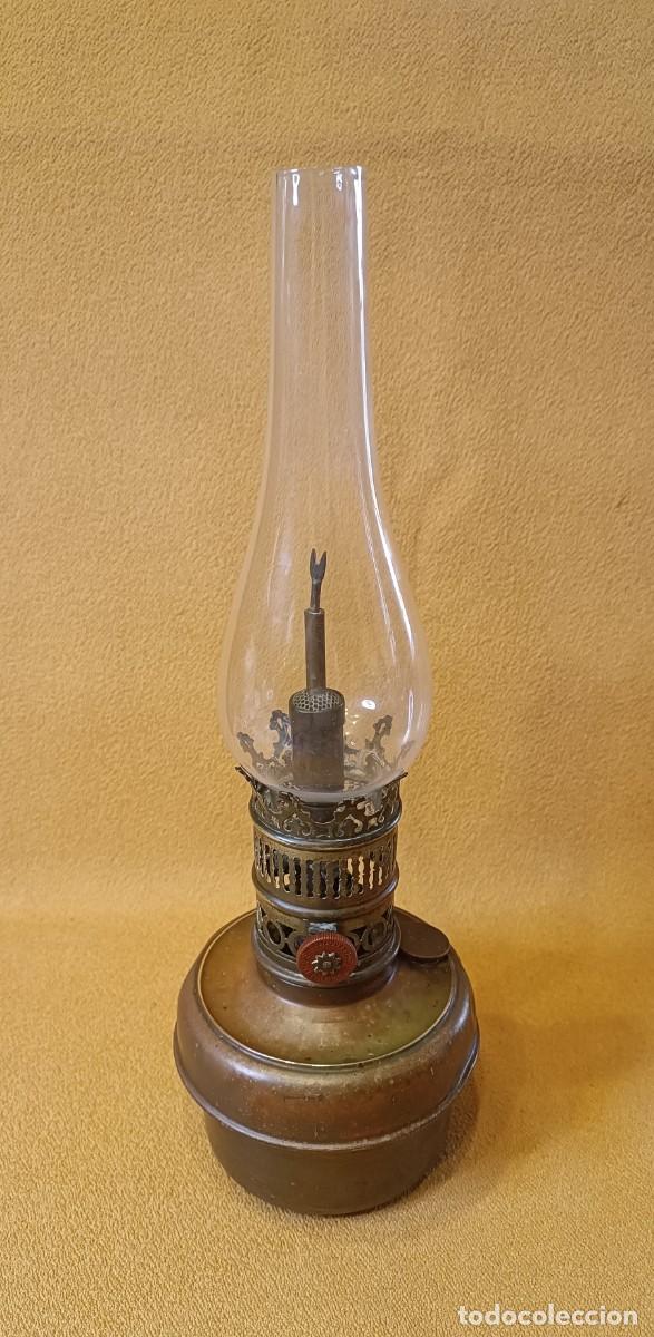 Antig&uuml;edades: Antiguo Quinqu&eacute; de Lat&oacute;n &rdquo;Lampe Titus&rdquo; - Tito Landi (Paris) - 36 cm