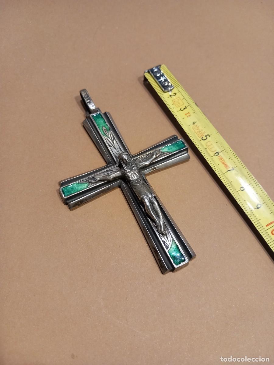 Antig&uuml;edades: CRUZ DE PLATA Y ESMALTE CON CONTRASTES (G) - Foto 5