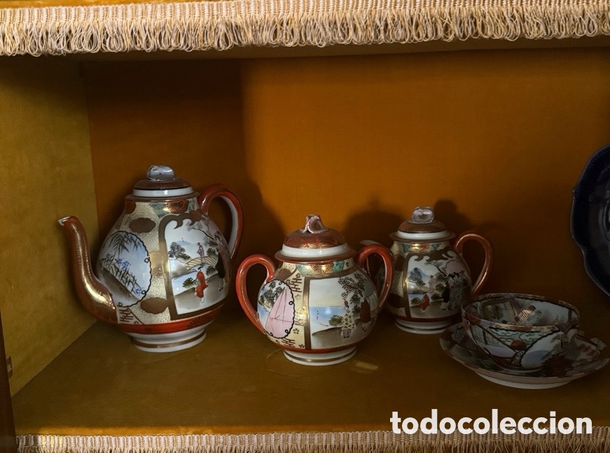 Antiquit&auml;ten: Antiguo juego japon&eacute;s de porcelana tipo Kutani, policromado y dorado, &eacute;poca Meiji/Taishō, circa 1900