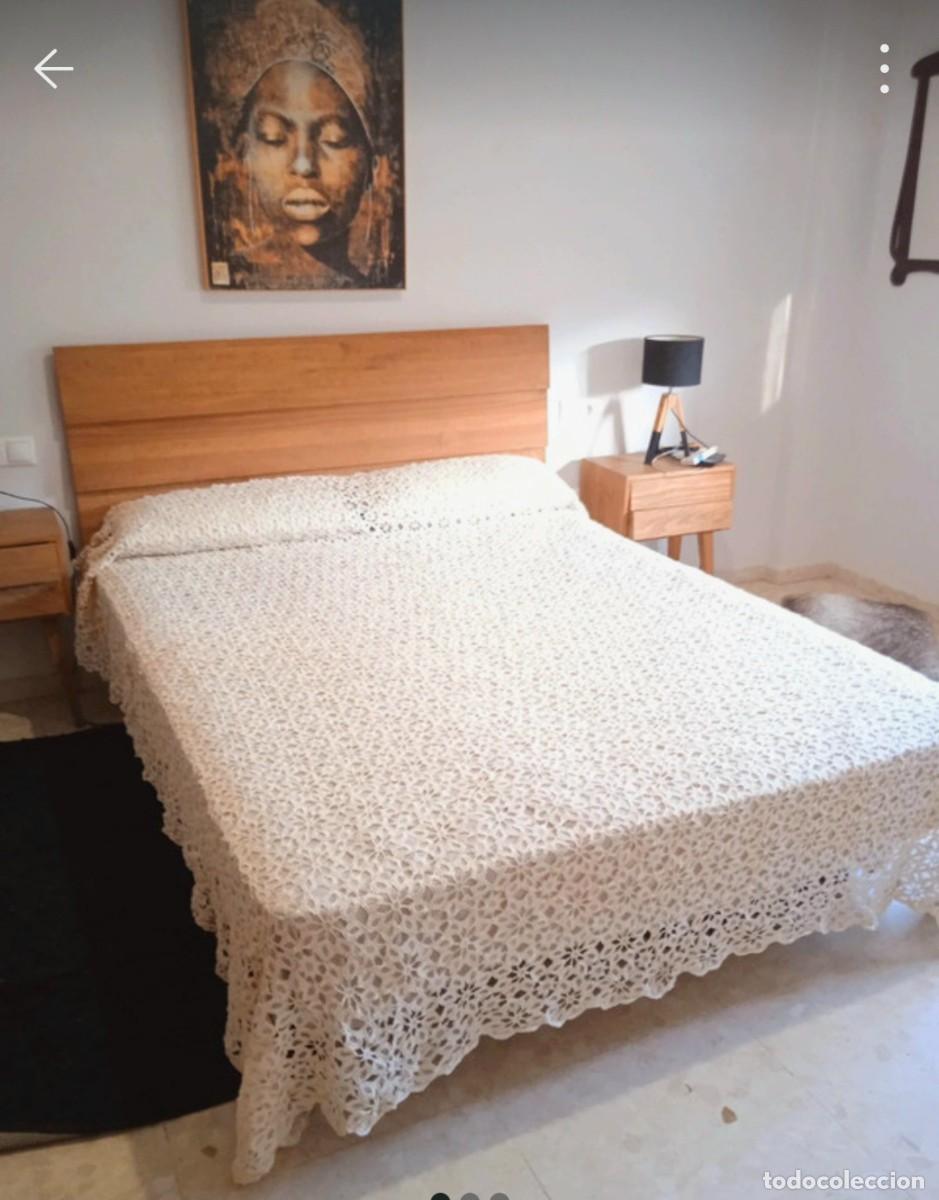 Antig&uuml;edades: Preciosa colcha artesana hecha a mano con ganchillo