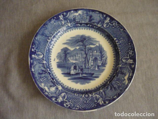 Oggetti Antichi: PLATO PORCELANA EN AZUL 22 CM