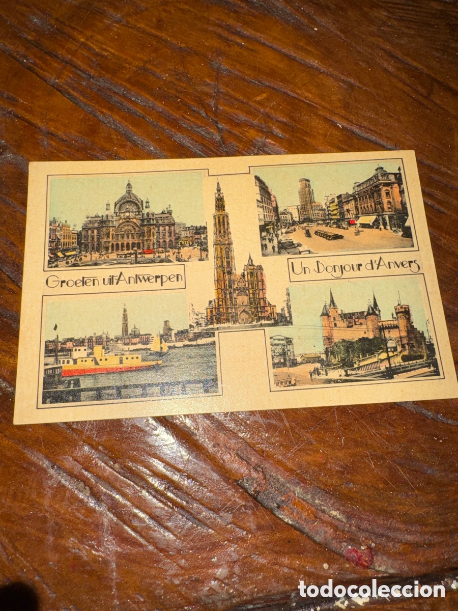Antig&uuml;edades: postal antigua multivista de Amberes (Antwerpen en neerland&eacute;s, Anvers en franc&eacute;s)