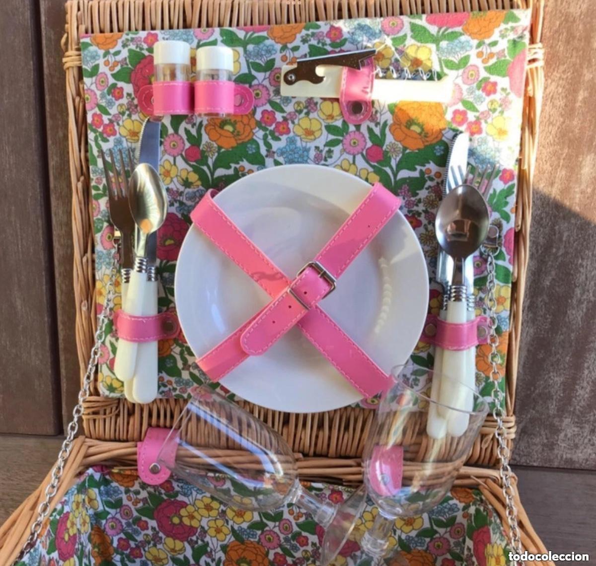 Antiquit&auml;ten: Cesta de picnic camping nueva con etiquetas estampado floral tipo liberty hamper wicker basket