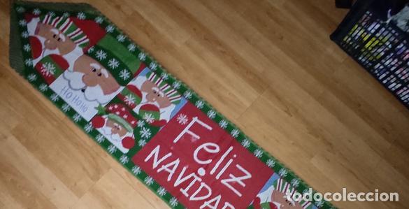 Antig&uuml;edades: Tapete largo Feliz Navidad,Papa Noel & Santa clauss.1 metro 70cm x 34 cm.Vintage.