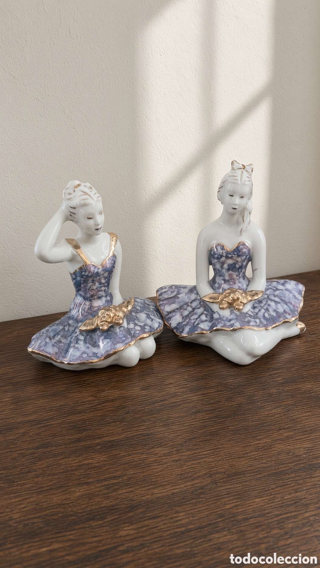 Antig&uuml;edades: Preciosa pareja de figuras de bailarinas vintage, datan de los a&ntilde;os 70-80.