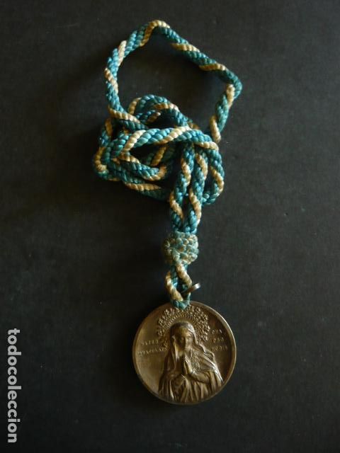 Antig&uuml;edades: INMACULADA CONCEPCION Y SANTIAGO ANTIGUA MEDALLA EN METAL 4.5 CM DIAMETRO