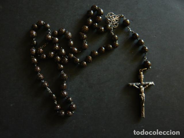Antiquit&eacute;s: ROSARIO MODERNISTA EN PLATA 44 CM LONGITUD