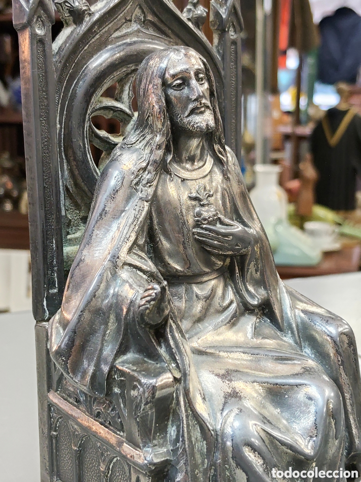 Antig&uuml;edades: Magn&iacute;fico Coraz&oacute;n de Jes&uacute;s entronado - Foto 3